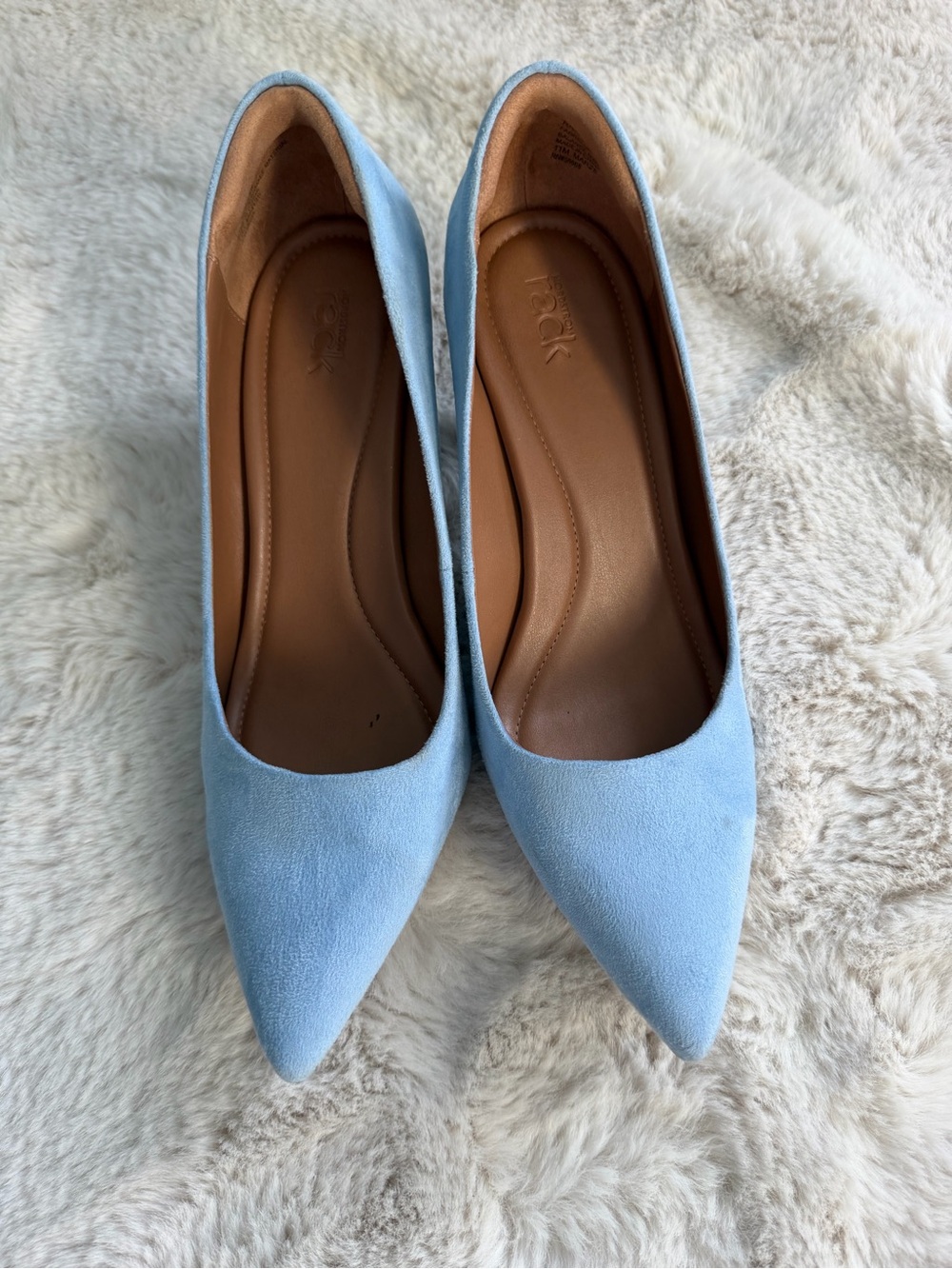 Light Blue Pointed Toe Flats — Women's Classic Suede Look